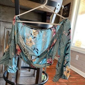 Blue floral crop top